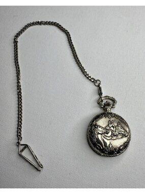 Vintage GTC Quartz Men’s Horse Pocket Watch Silver Tone Equestrian Western Rodeo